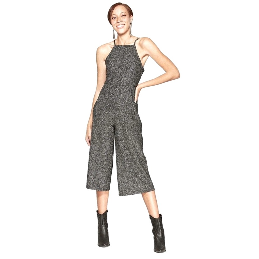 Cute Wild Fable Shimmering Black Spaghetti Straps, Tie Back Romper.